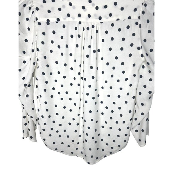 Maeve By Anthropologie Jourdain Blouse Polka Dot Ruched Sleeve Button Down X-S - Picture 11 of 15